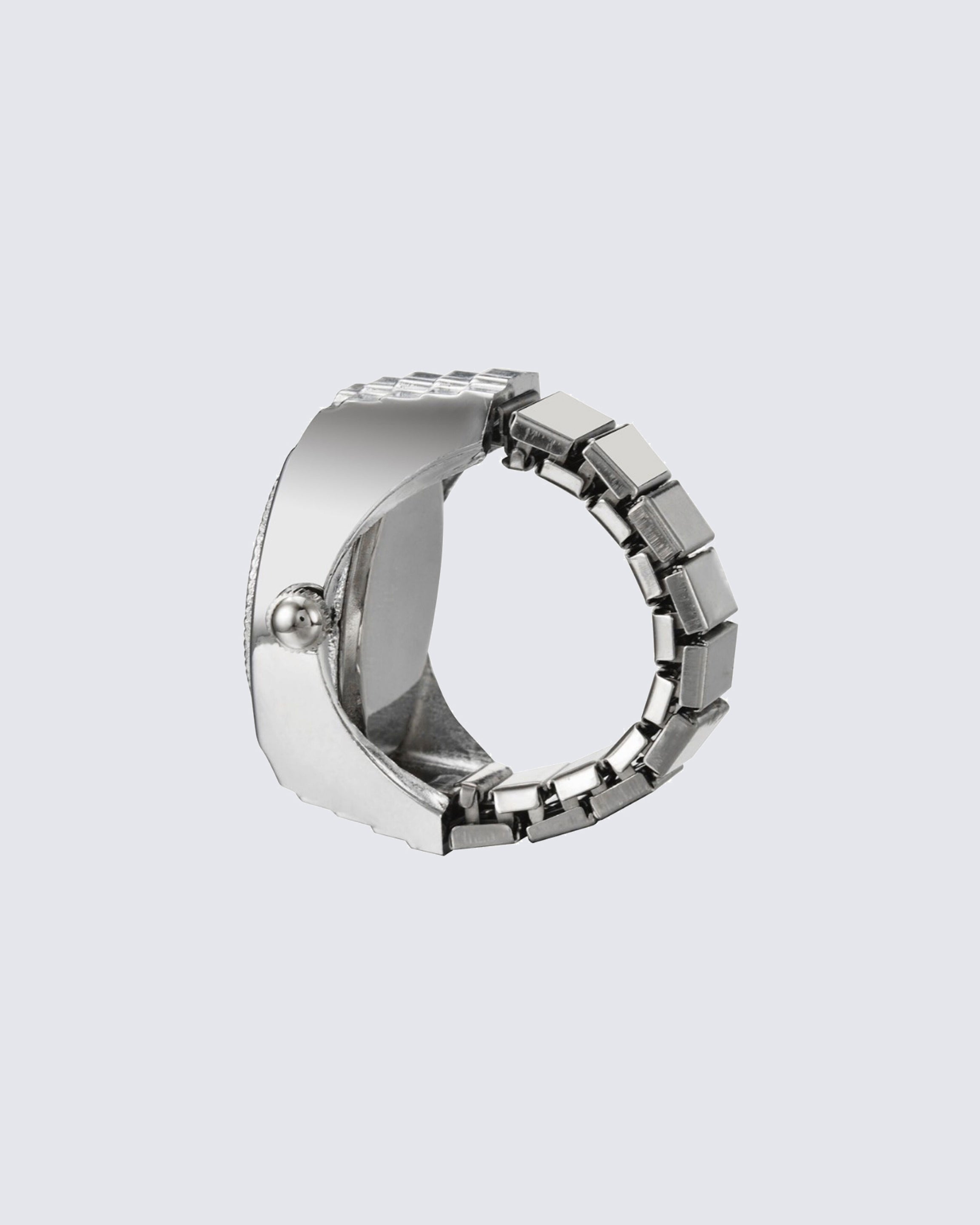 Punk-Inspired Quartz Watch Ring