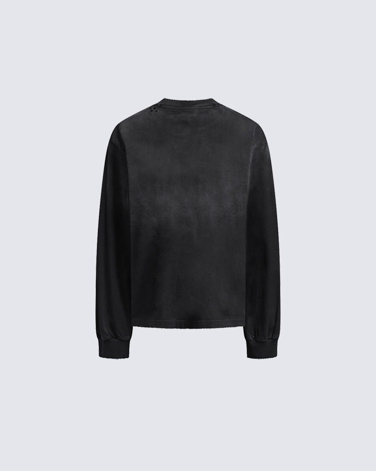 Vintage Distressed Washed Long Sleeve T-Shirt