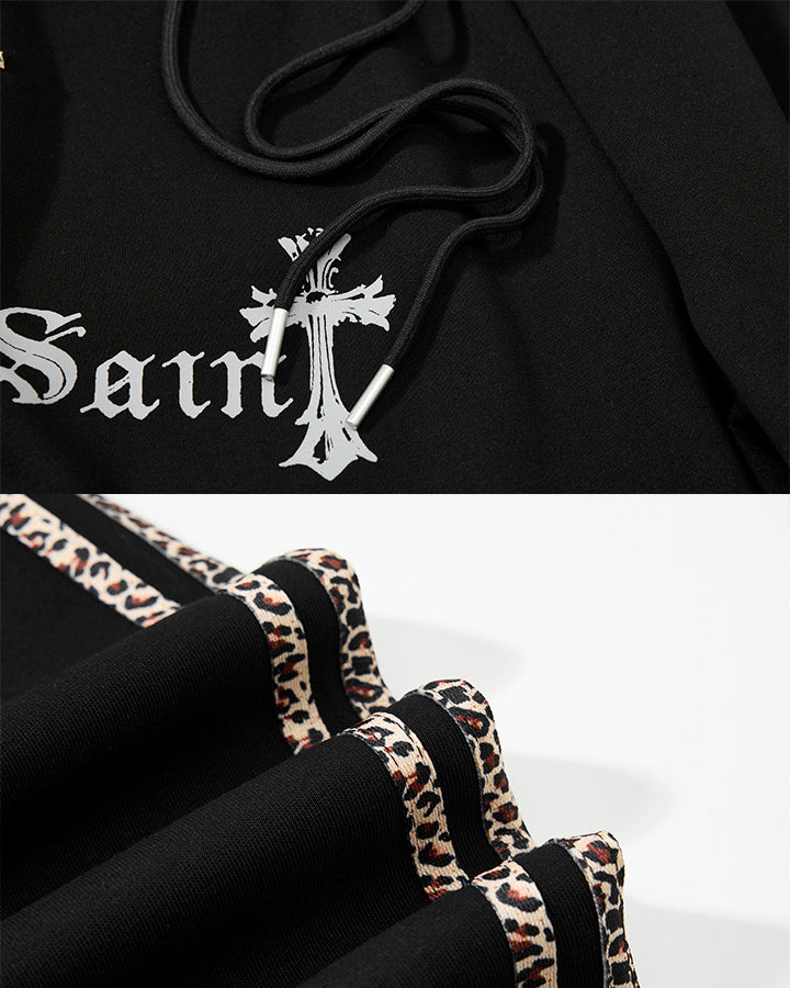 Winter Cross Print Wide-Leg Sweatpants