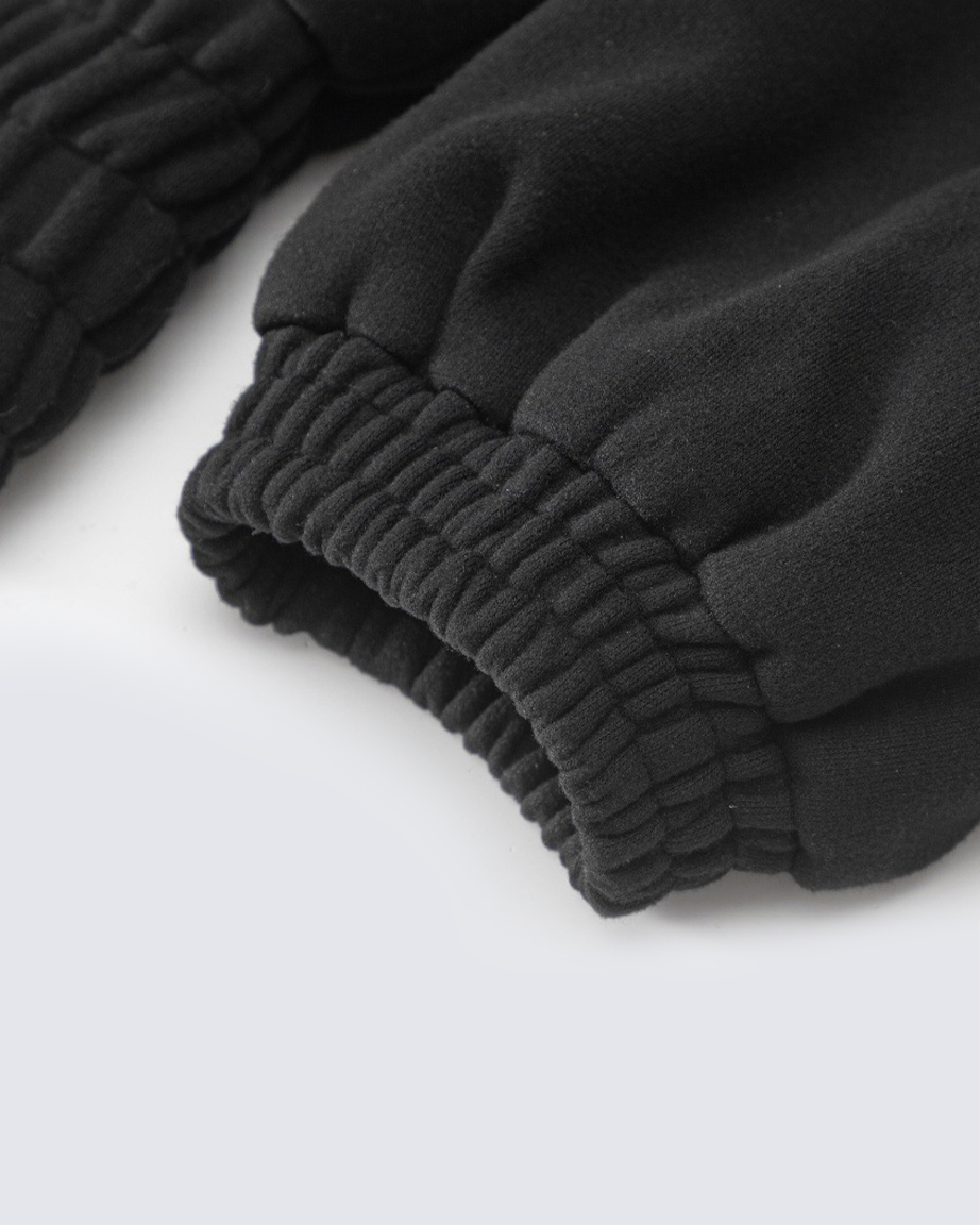 Black Wool-Blend Structured Zip-Up Jacket