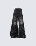 Distressed Patchwork Wide-Leg Jeans