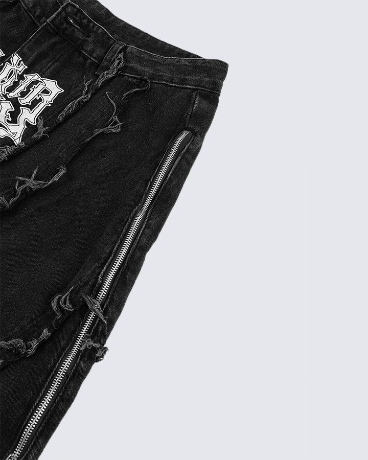 Gothic Spiral Distressed Convertible Jeans