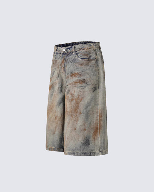 American Vintage Dirty Wash Loose Fit Denim Shorts