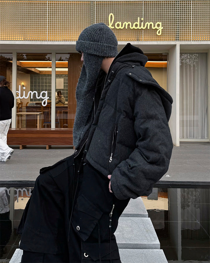 Detachable Towel Knit Wool Beanie Scarf