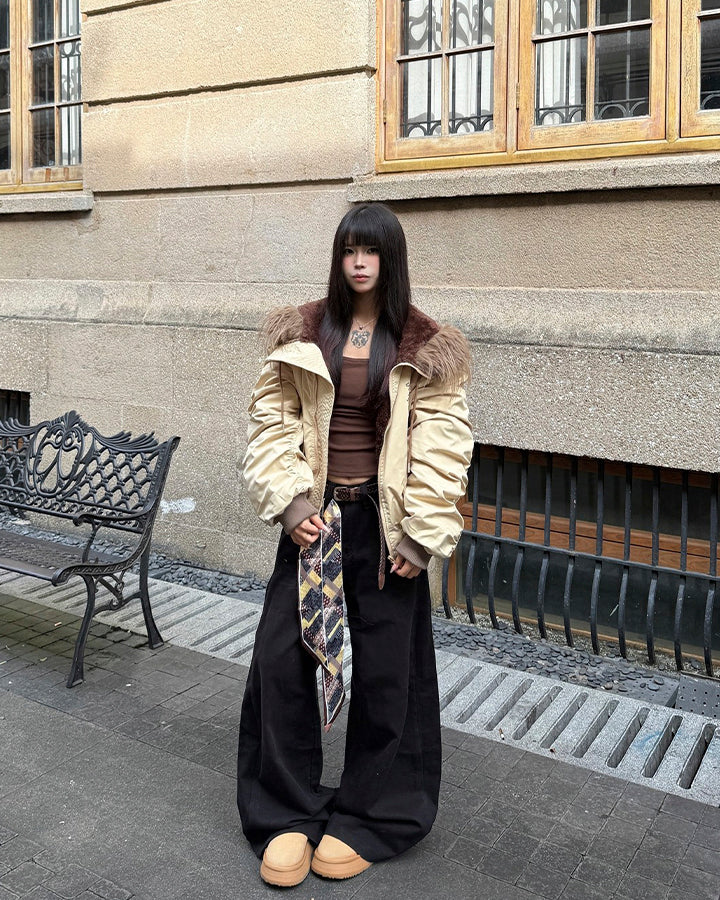 Scarf Belt Wide Leg Denim Pants