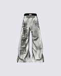 New Double Waist Letter Print Wide-Leg Pants