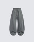 LOW SATURATION-Drawstring Hem Wide-Leg Sweatpants