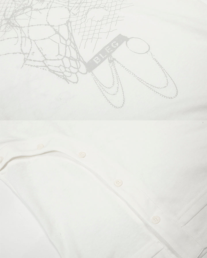 American Skeleton Texture Layered Long T-Shirt