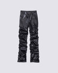 Pleated Pu Jeans