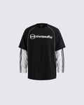 Contrast Sleeve Letter Print Street Style Long Sleeve T-Shirt