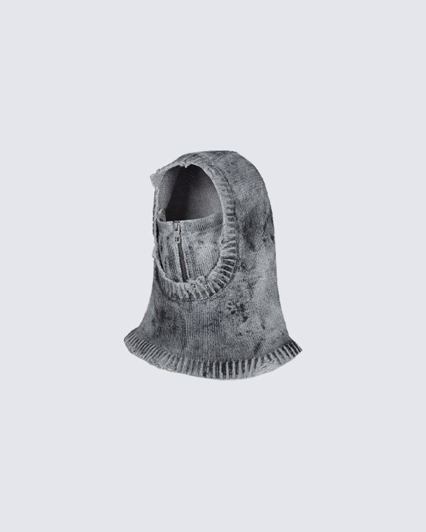 Hand-Painted Smudge Knit Hood Balaclava