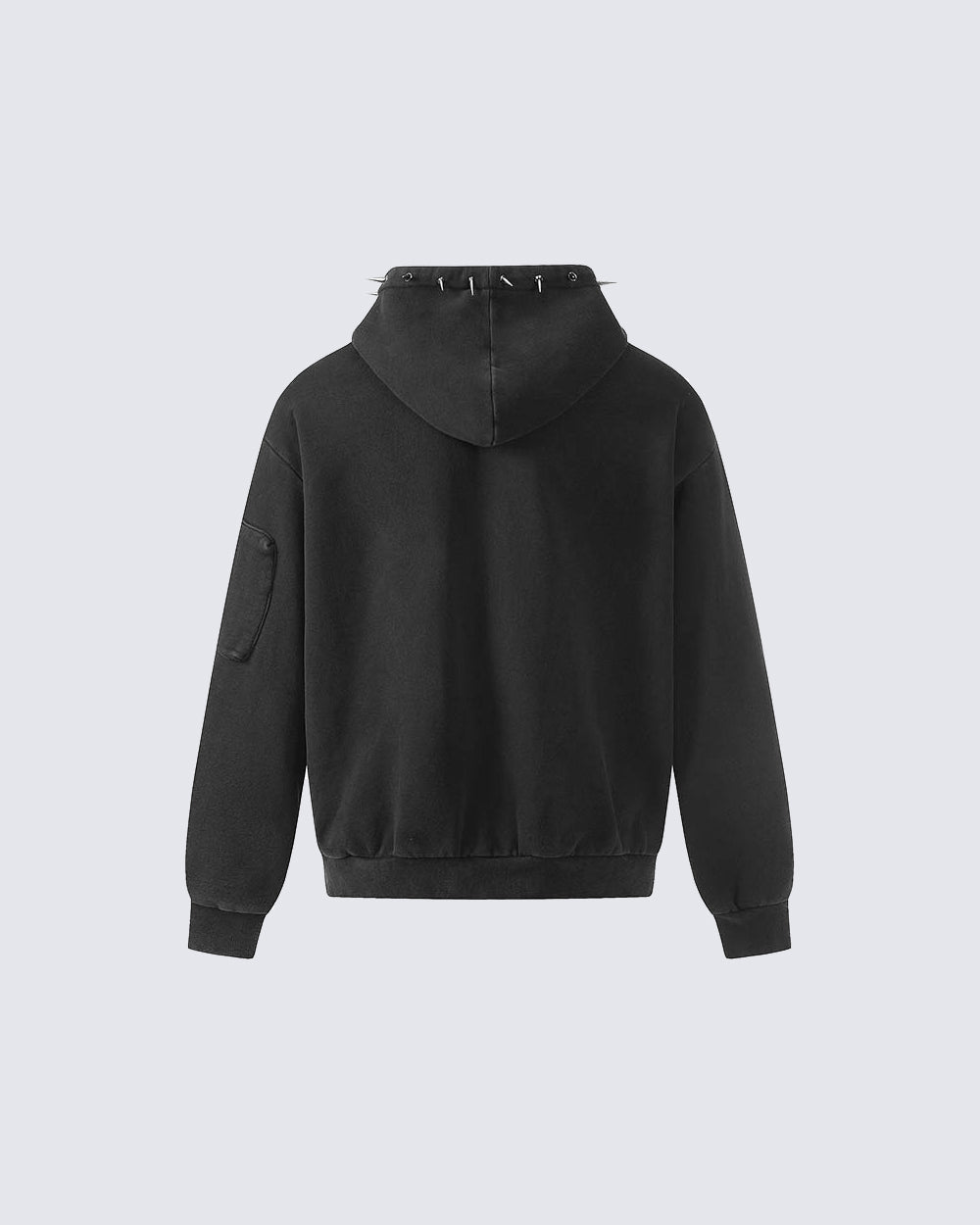 Spike Decor Zip-Up Hooded Sweatshirt