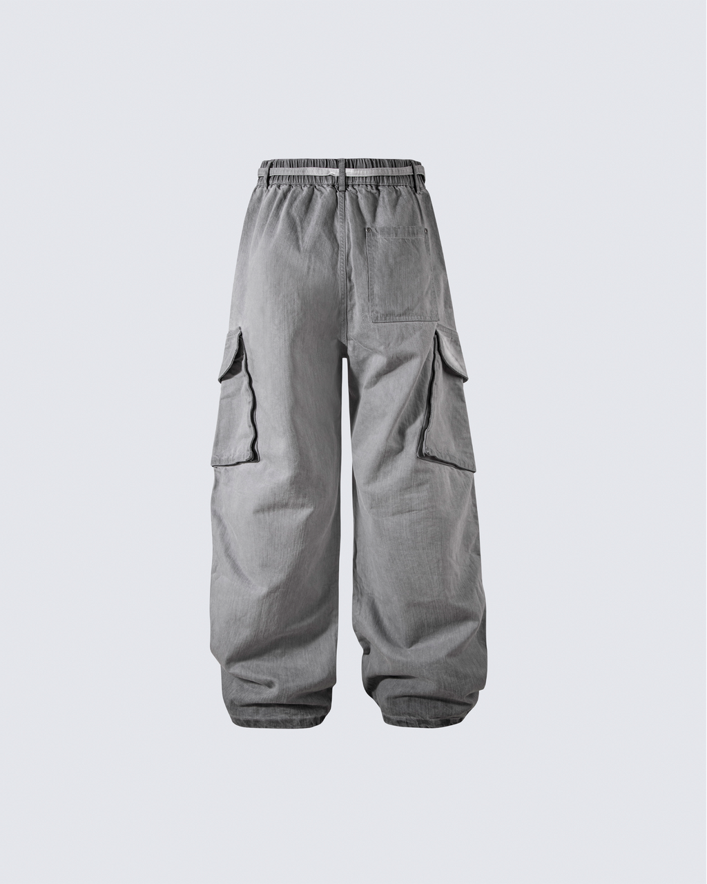 Washed Grey Multi-Pocket Cargo Pants