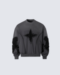 Distressed Star Patchwork Oversized Sweatshirt