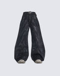 Futuristic Wide-Leg Denim Pants