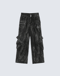 Distressed Black Cargo Pants