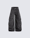 Distressed Panel Wide-Leg Denim Pants