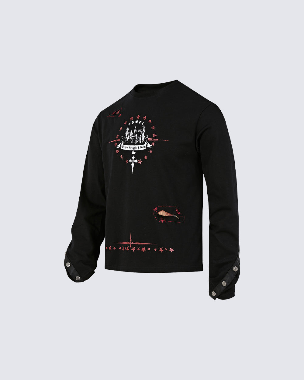 Gothic Subculture Printed Shoulder Long Sleeve