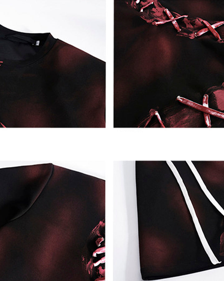 Dark Red Niche Heavy Spray Dye T-Shirt