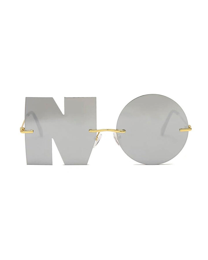 Letter & Round Rimless Resin Sunglasses