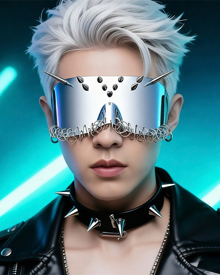 Mask Spiked Ring Cyberpunk Glasses