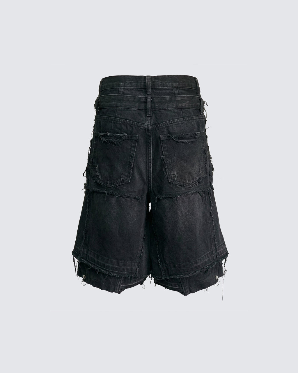 New Dark Ripped Black Denim Shorts
