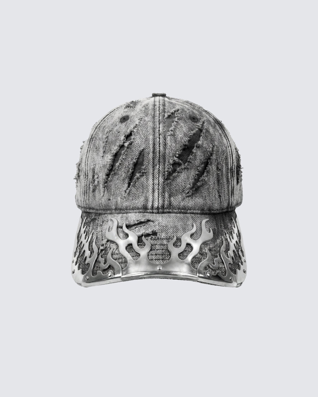 KIIKIO-Post-Apocalyptic Flame Metal Denim Cap