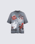 Grey Washed Graphic Print Short Sleeve T-Shirt