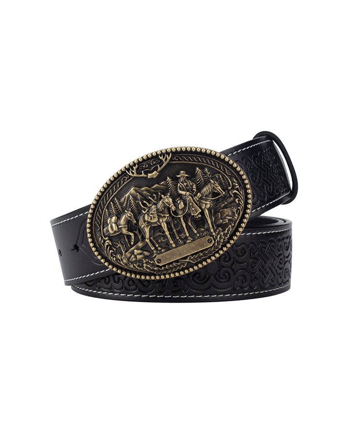 Embossed Western Leather Belt