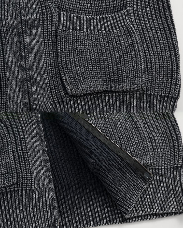 New Simple Solid Color Pocket Knit Sweater