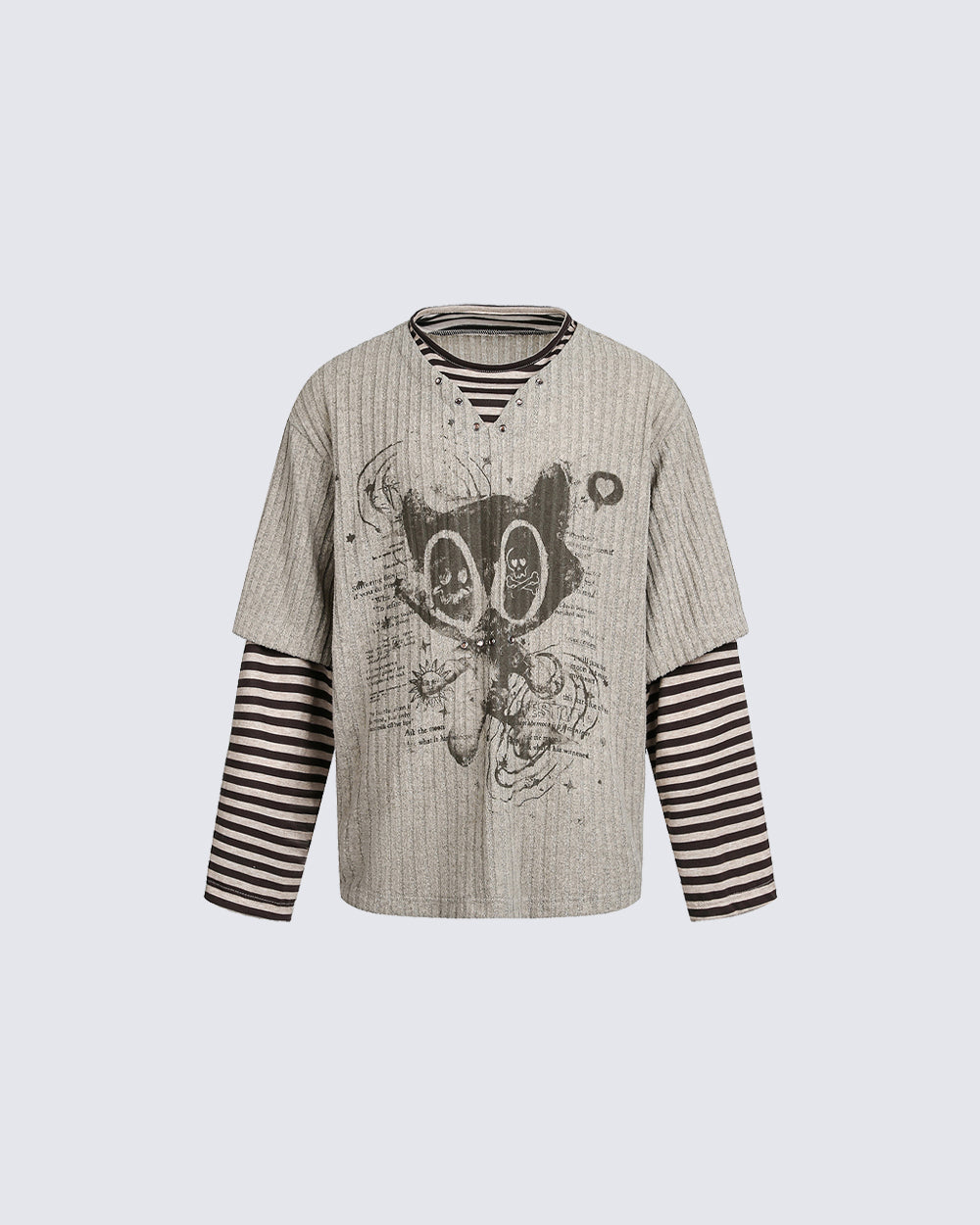 Layered Graphic Ribbed Long Sleeve T-Shirt