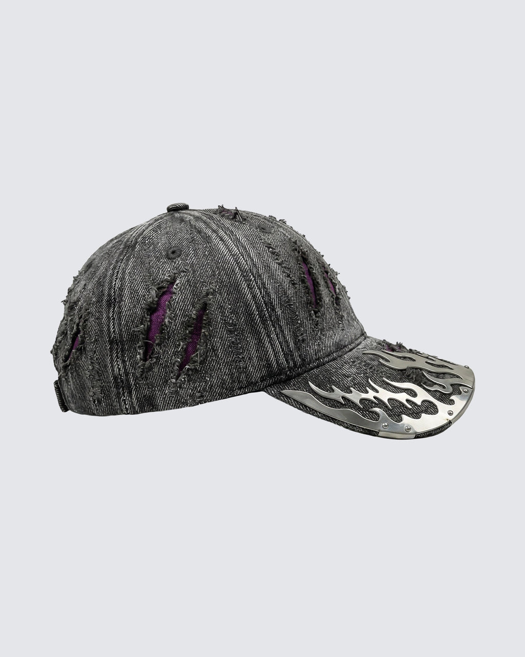 KIIKIO-Wasteland Flame-Metal Distressed Denim Cap