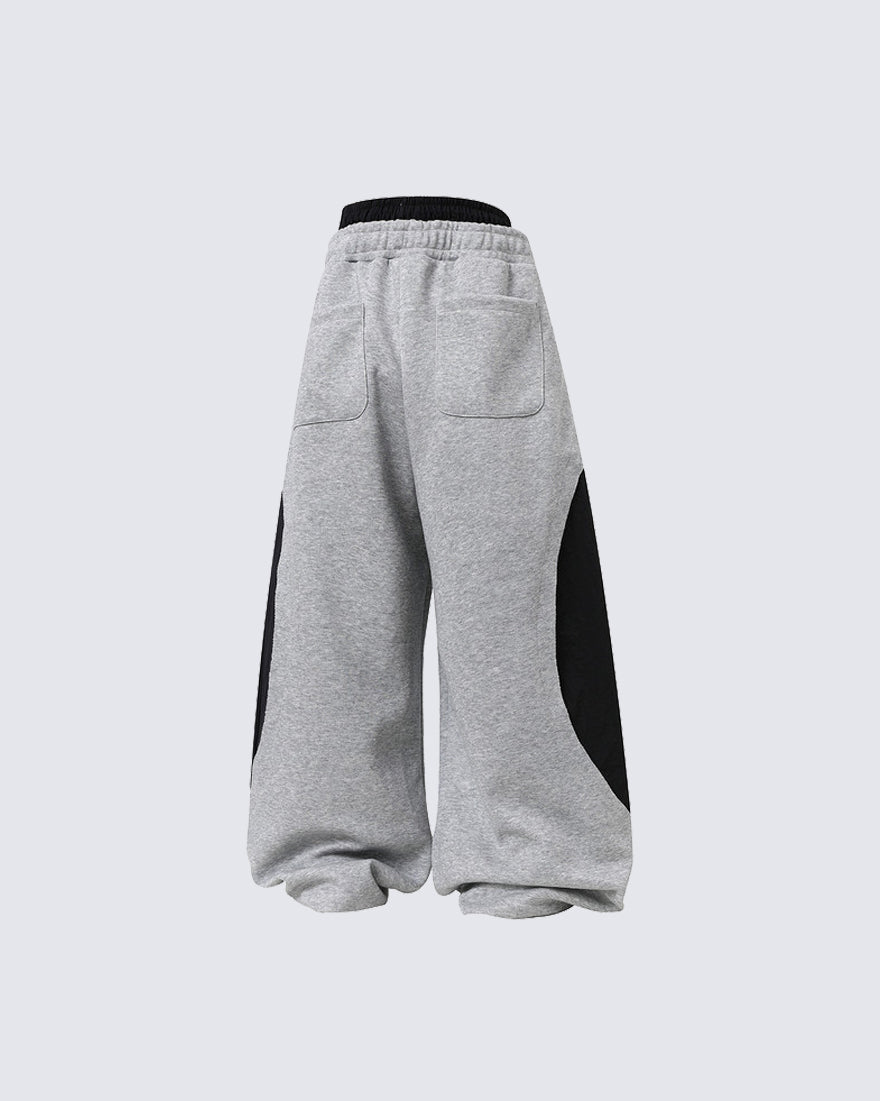 Striped Panel Wide Leg Sweatpants