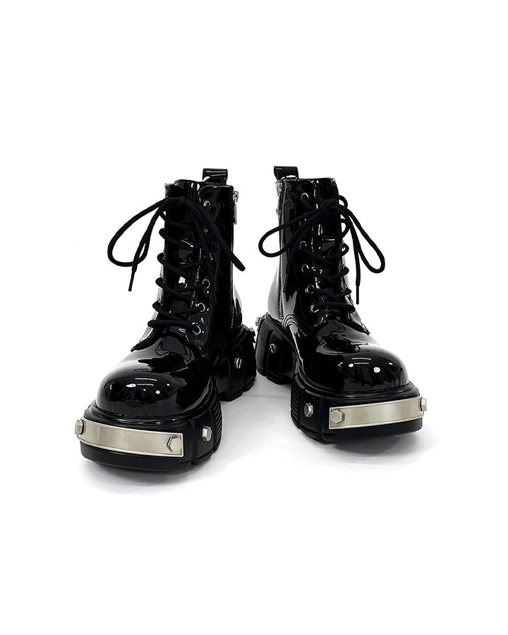Patent Leather Platform Combat Boots