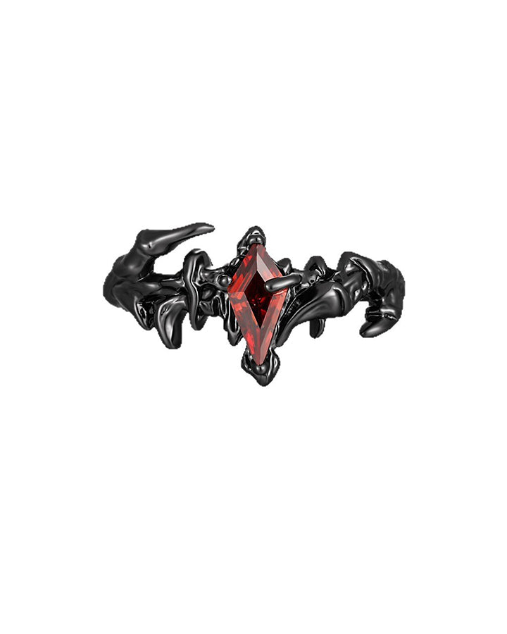 Open Dark Red Gem Statement Ring