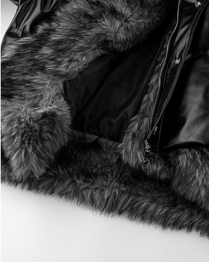 Puffer Jacket with Fur Trim