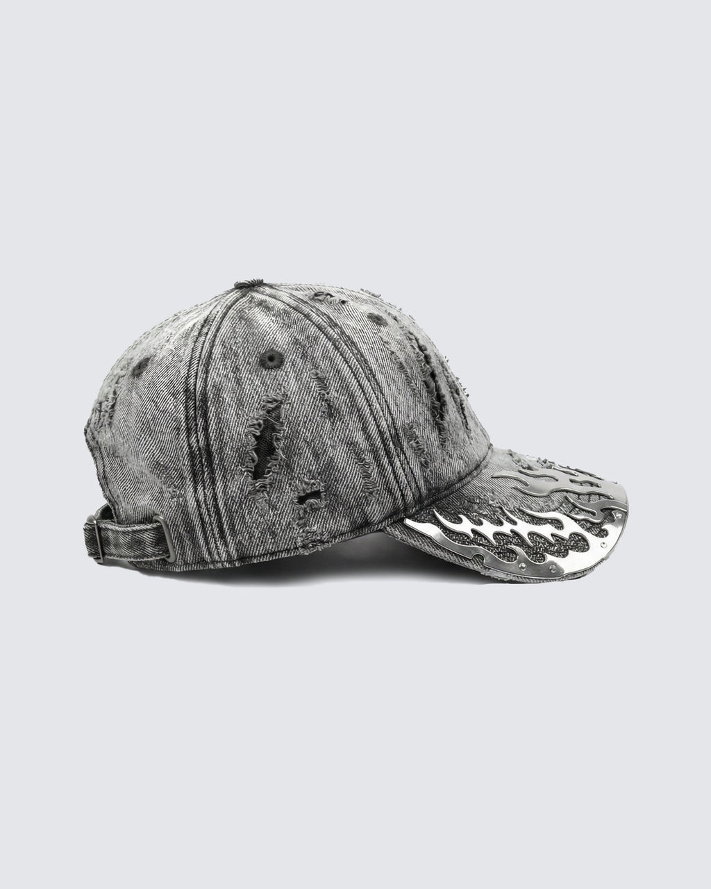 KIIKIO-Post-Apocalyptic Flame Metal Denim Cap
