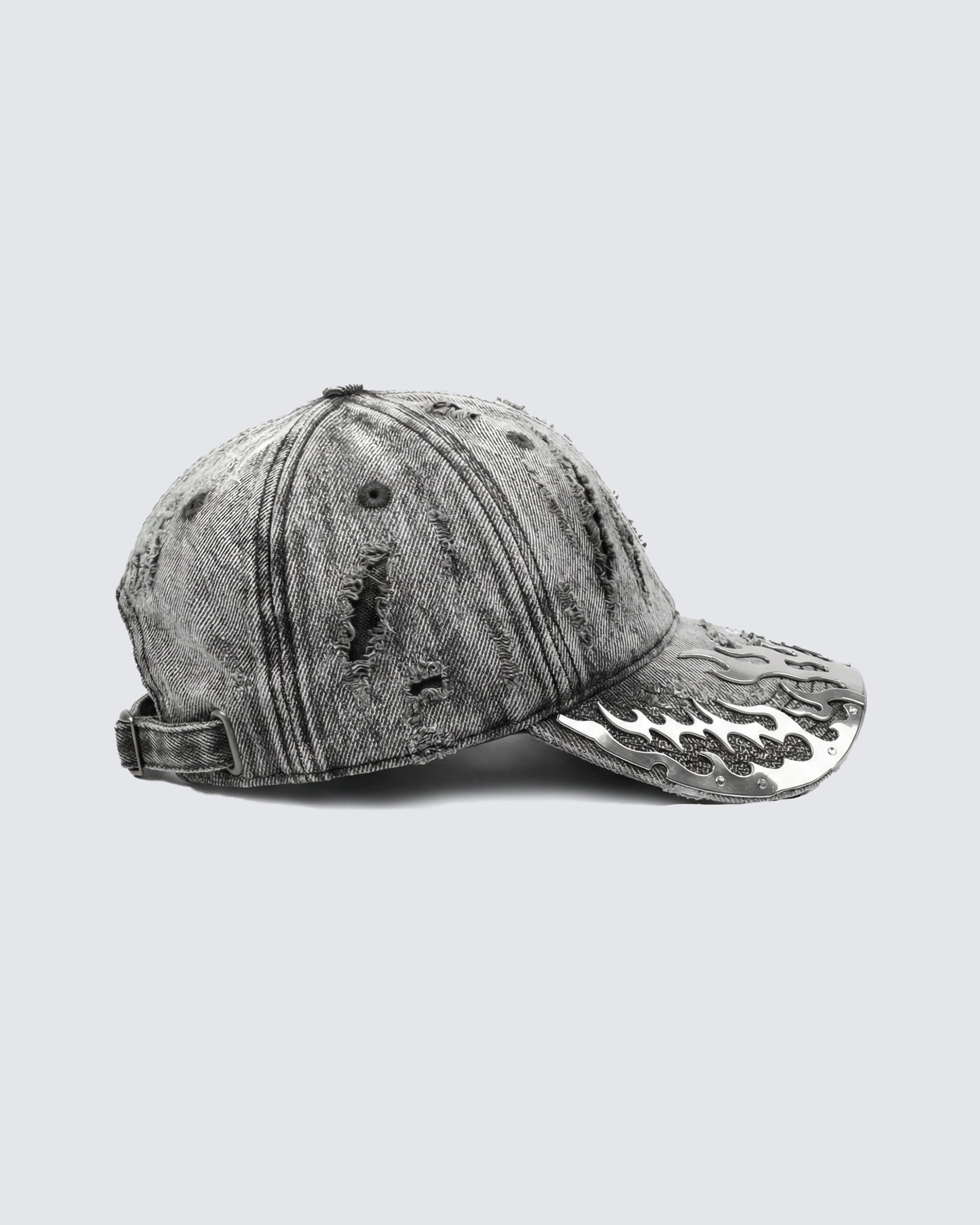 KIIKIO-Post-Apocalyptic Flame Metal Denim Cap