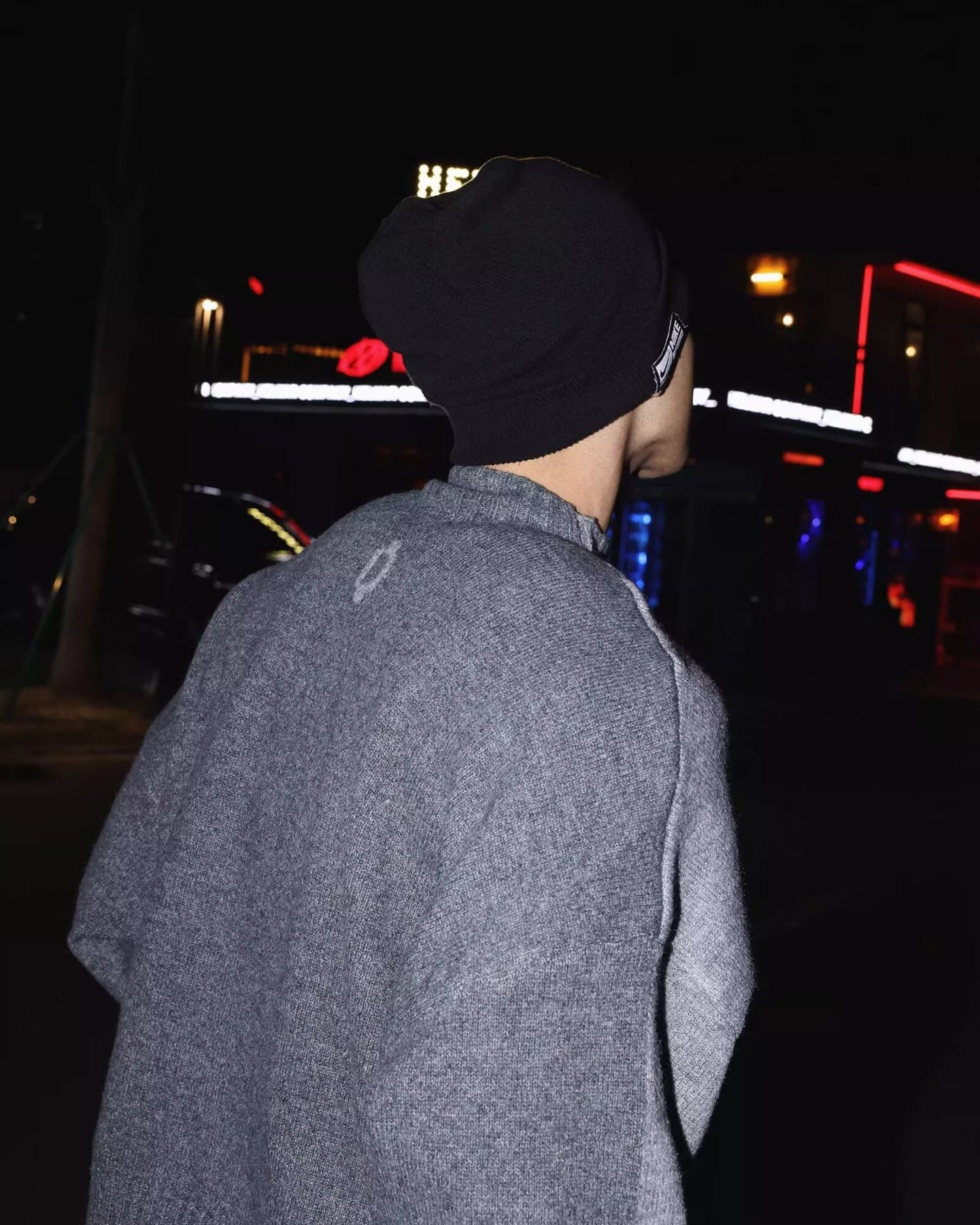 Retro Text Knit Crewneck Sweater