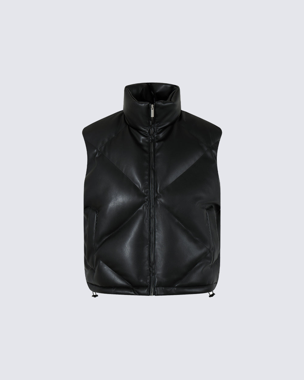 Minimalist PU Puffer Stand Collar Vest