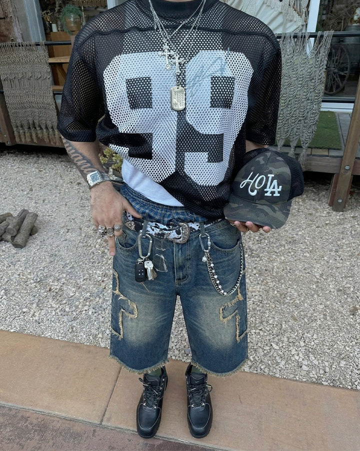 New Vintage Washed Distressed Cross Jeans
