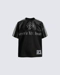 Black Gothic Letter Stripe Sport T-Shirt