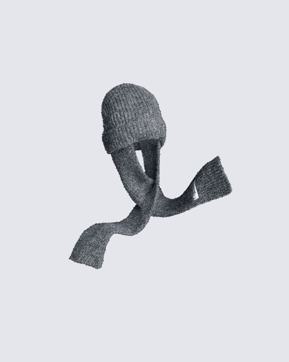 Detachable Towel Knit Wool Beanie Scarf