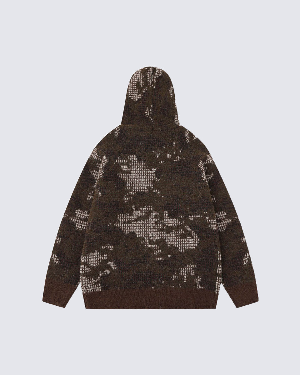 Unisex Creative Design Hooded Knit Sweater