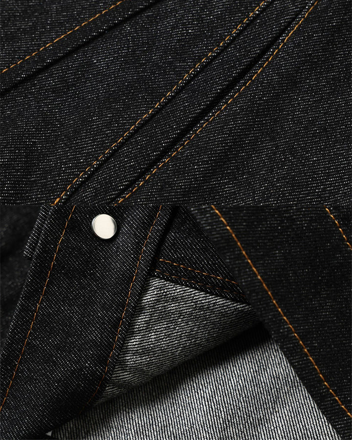 Stand Collar Buckle Denim Jacket