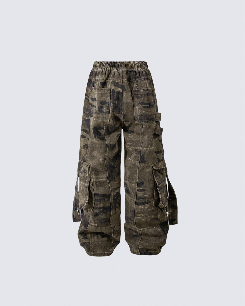Washed Camo Multi-Pocket Cargo Pants