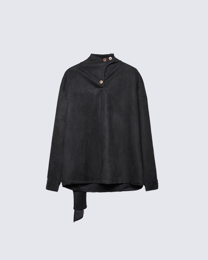 Asymmetric Collar Button-Up Shirt