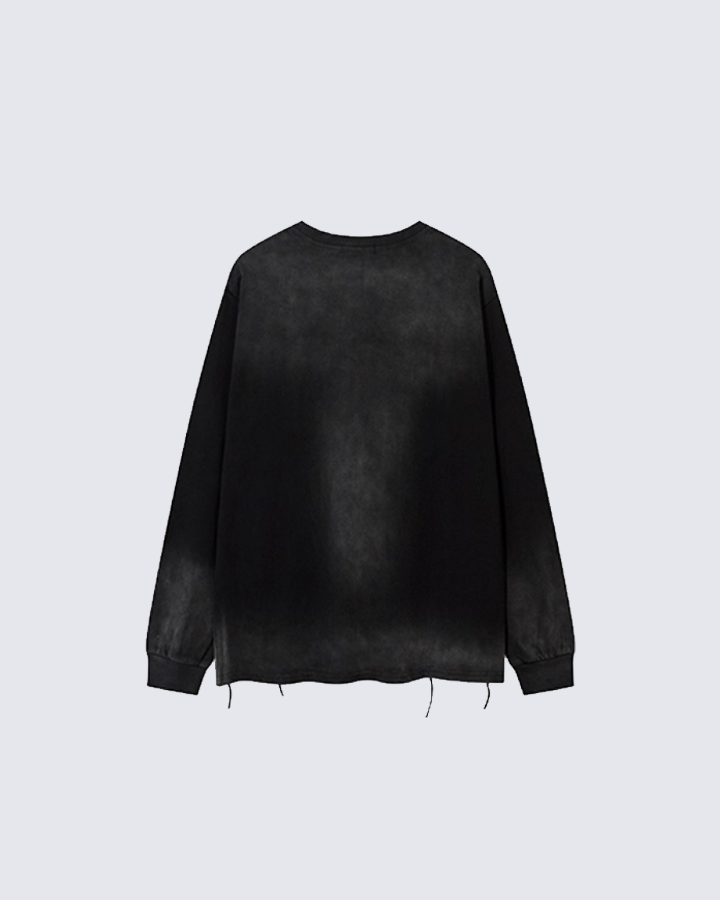 Grunge Distressed Print Oversized Long Sleeve T-Shirt
