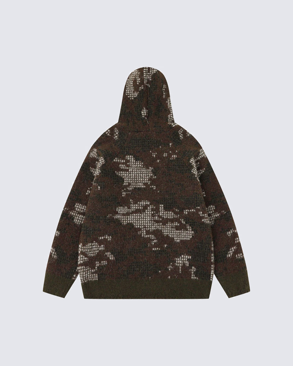 Unisex Creative Design Hooded Knit Sweater