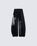 Printed Curved Seam Wide Leg Drawstring Pants